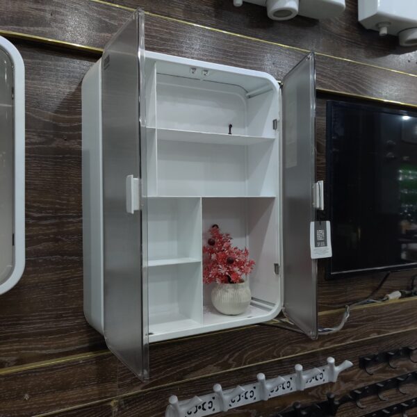 Wall Cabinet rack for Bathroom, Kitchen. Wall mounted cabinet. Transparent Double Door Cabinet. Luxury Design Cabinet, Beautiful Design Cabinet, Kitchen Storage Cabinet, Bathroom Cabinet. Best used to store bathroom and kitchen items.Wall hanging Cabinet. - Image 4