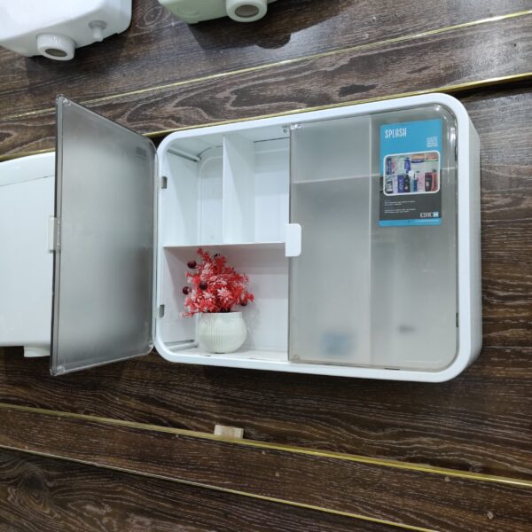 Wall Cabinet rack for Bathroom, Kitchen. Wall mounted cabinet. Transparent Double Door Cabinet. Luxury Design Cabinet, Beautiful Design Cabinet, Kitchen Storage Cabinet, Bathroom Cabinet. Best used to store bathroom and kitchen items.Wall hanging Cabinet. - Image 3