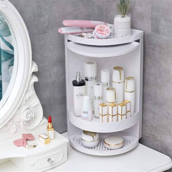 360° Rotating Bathroom Cabinet 2-Tier Wall Mounted Storage Shelf Space-Saving Design for Toiletries & Essentials