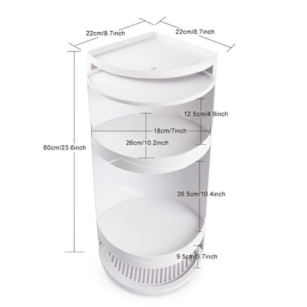 360 Rotating Corner Cabinet for Bathroom, Kitchen and Home. Wall Mounted Bathroom Cabinet and Shelf. Transparent Door Cabinet Plastic Bathroom Rack with Door.Space Saving Storage for Shampoo, Soap, Towels. Best Cabinet, rotate cabinet, Big Storage Cabinet - Image 4