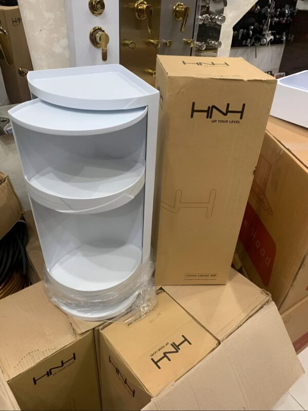360 Rotating Corner Cabinet for Bathroom, Kitchen and Home. Wall Mounted Bathroom Cabinet and Shelf. Transparent Door Cabinet Plastic Bathroom Rack with Door.Space Saving Storage for Shampoo, Soap, Towels. Best Cabinet, rotate cabinet, Big Storage Cabinet - Image 5