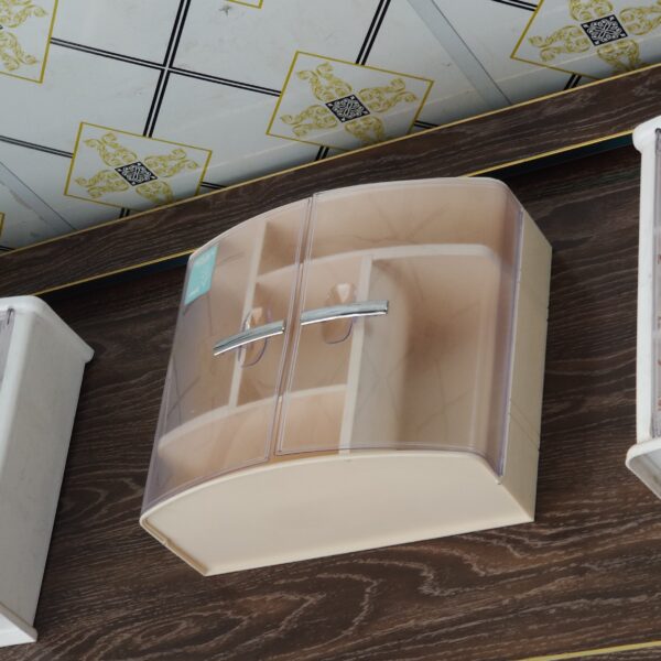 Wall Mounted Plastic Bathroom Cabinet – Double Door with Wave Design Transparent Door - Image 4