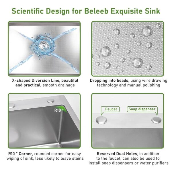 Double Bowl 304 Stainless Steel Kitchen Sink 82x45 cm (32x18 Inches) – Silver Finish, Scratch Resistant, Sound Proof with Accessories - Image 7